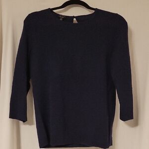 Talbots 100% Cashmere Classic Navy Crew Neck Sweater